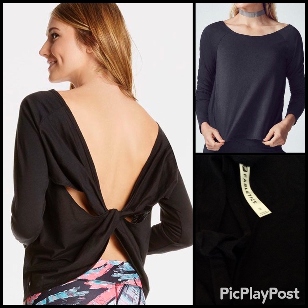 Fabletics Aviana Long Sleeves Tee Black SZ.S NWOT